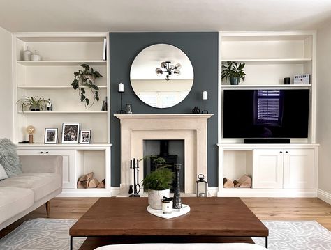 Alcove Storage Living Room, Bespoke Carpentry, Alcove Ideas Living Room, Alcove Units, Alcove Storage, Log Burner Living Room, Alcove Shelving, Lounge Room Styling, City Of Bath