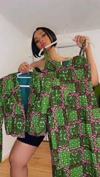 Ankara styling Friday: This is a fitted, sleeveless, back slitted, Ankara midi length dress with a well fitted jacket. The use of green is perfect The look is excellent The sewing is superb What more do you want? This outfit is well recommended...you should have one We are deliciousankara, simply delicious 😋😋 Video yanked from @obi_sky | Deliciousankara | Deliciousankara · Original audio Simple Dress Styles, African Print Pants, Ankara Dress Designs, Ankara Long Gown Styles, Two Piece Gown, Chic Dress Classy, Ankara Dress Styles, African Print Dress Ankara, Ghanaian Fashion