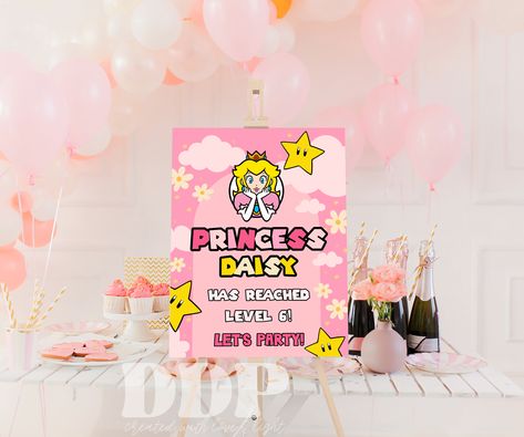 Enjoy 10% off with our code DESERTDISCO10 when you spend $35 or more ✨ CLICK TO VISIT OUR SHOP ON ETSY & PURCHASE FOR YOUR EVENT ✨5x7" Instant downloadable, self-editable invitation template. Princess Peach Party, Thanksgiving Party Decor, Chocolate Bar Labels, Super Mario Princess, Peach Party, Super Mario Birthday, Birthday Inspo, Welcome Sign Template, Mario Birthday