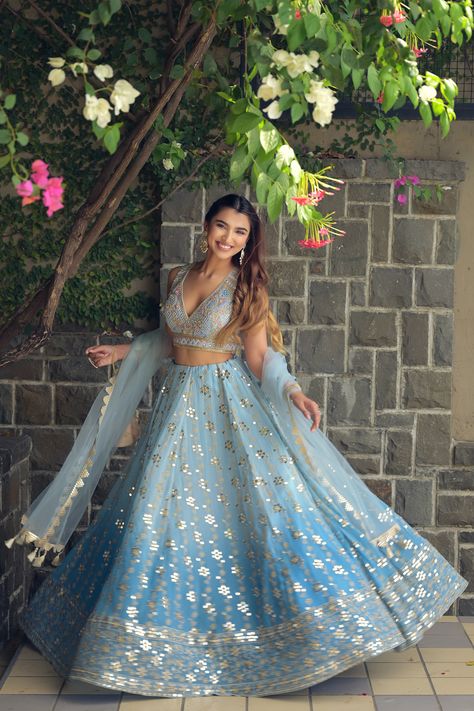 Icy Blue Lehenga, Pastel Lengha, Blue And Gold Lehenga, Powder Blue Lehenga, Blue Lengha, Sky Blue Lehenga, Sequin Lehenga, Haldi Dress, Brothers Wedding