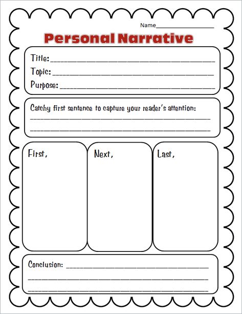 Graphic Organizers for Personal Narratives | Scholastic Narrative Graphic Organizer, Personal Narrative Graphic Organizer, Free Graphic Organizers, Personal Narrative Writing, 3rd Grade Writing, 2nd Grade Writing, 1st Grade Writing, Friends Time, 4th Grade Writing