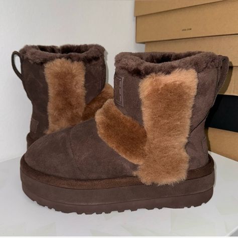 Ugg Classic Chillapeak Size-8 Bcdr New With Box Grey Ugg Slippers, Brown Fur Boots, Purple Ankle Boots, Ugg Sweater Boots, Cute Uggs, Clear Boots, Ugg Booties, Ugg Dakota, Chestnut Uggs