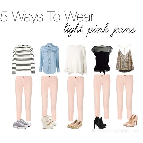 Pink Jeans Outfit Spring, What To Wear With Light Pink Pants, Rose Pink Pants Outfit, What To Wear With Pink Jeans, Spring Fashion 2023 Women, Light Pink Pants Outfit Work, What To Wear With Pink Pants, Rose Pants Outfit, Blush Pants Outfit