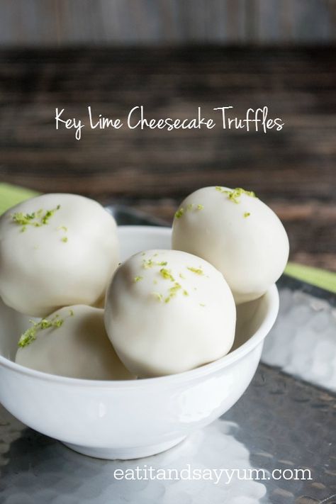 Cheesecake Truffles Recipe, Sour Candies, Key Limes, Cheesecake Truffles, Dessert Truffles, Key Lime Cheesecake, Lime Recipes, Lime Cheesecake, Candy Truffles