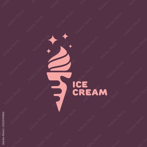 Logo Ice Cream, Ice Cream Logo, Ice Cream Menu, Ice Cream Illustration, Ice Cream Shop, Shop Logo, Adobe Stock, Stock Vector, Design Ideas