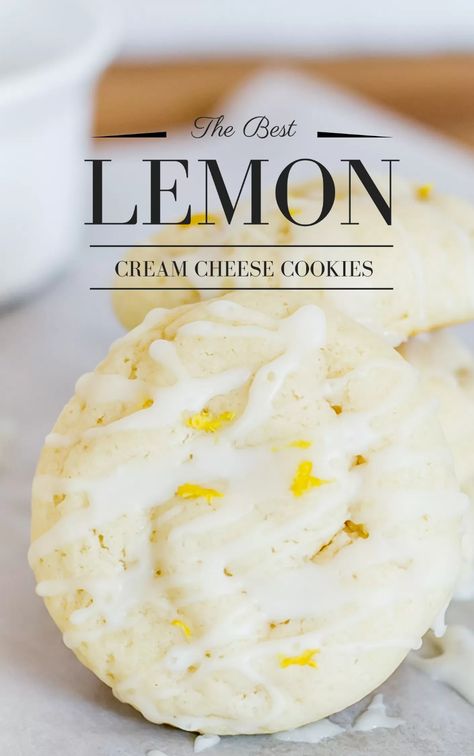 Zesty Lemon Cream Cheese Cookies 12 Tomatoes, Lemon Cream Cheese Cookies, Cheese Cookies Recipe, Cream Cheese Cookie Recipe, Lemon Cookie, Quick Cookies, Cream Cheese Desserts, Lemon Cream Cheese, Cream Cheese Cookies