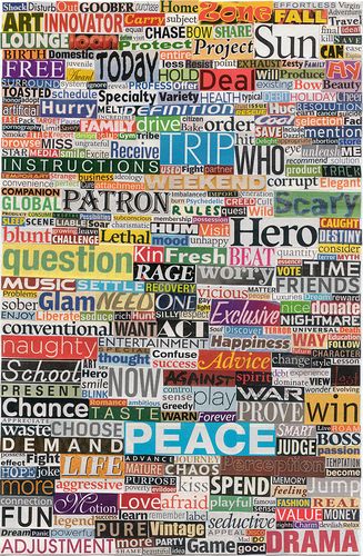 Teenage Art, Magazine Words, Bestie Book, Magazine Wall Art, Abstract Letters, Letras Cool, Word Collage, Magazine Collage, Paper Collage Art