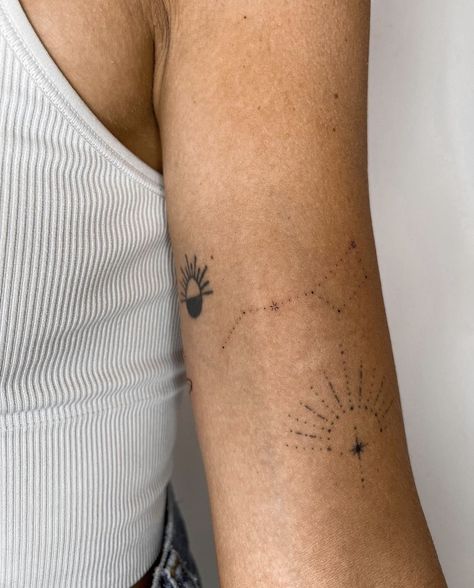 Little Dipper Tattoo, Big Dipper Tattoo, Dipper Tattoo, Stick And Poke Tattoos, Dot Tattoos, Stick N Poke Tattoo, Big Dipper, Poke Tattoo, Spine Tattoo