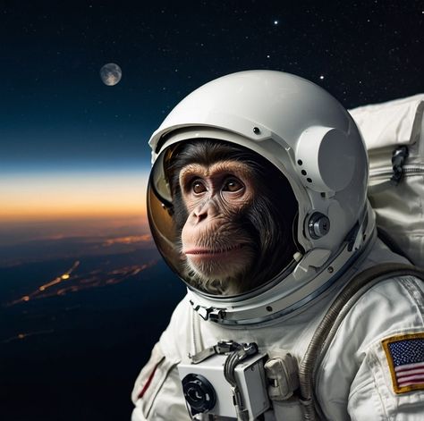 Usa space monkey 🐒🌌 #ai #mixedshotz #aiart #monkey #space #astronaut #usa Monkey In Space Suit, Monkey In Space, Space Monkey, Semi Realism, Space Astronaut, Space Suit, In Space, Monkeys, On Instagram