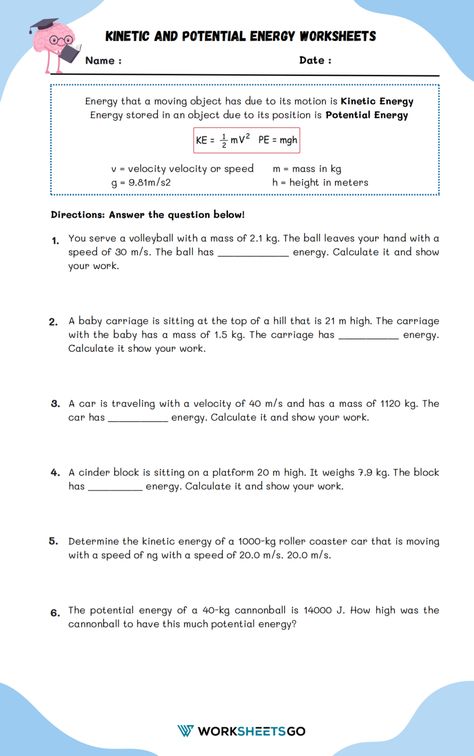 Energy Worksheets, Phonics Puzzles, Kinetic And Potential Energy, Forms Of Energy, Addition Kindergarten, Energy Transformations, Math Multiplication, Potential Energy, Kinetic Energy