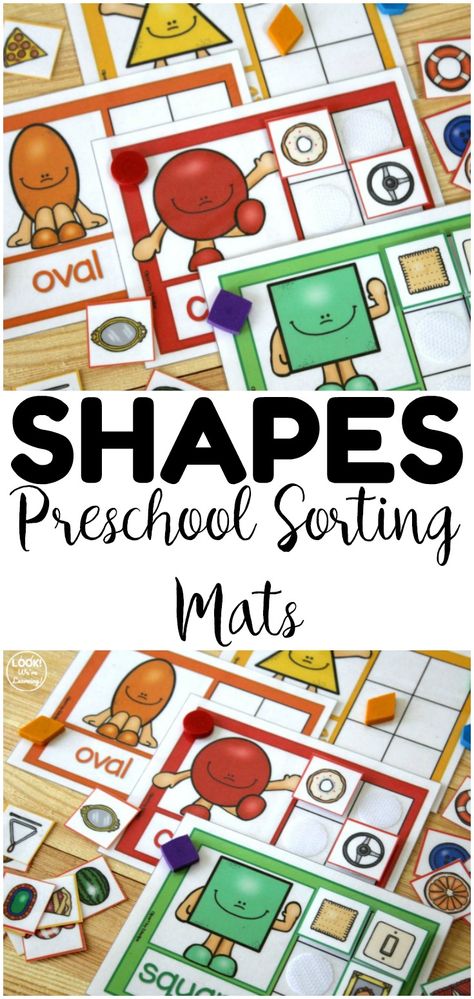 Sorting Shapes Preschool, Shapes Sorting Activity, Shape Centers Preschool, Shapes Activities Preschool, Preschool Shape Activities, Shape Centers, Preschool Sorting, Shape Sorting Activities, Preschool Shapes