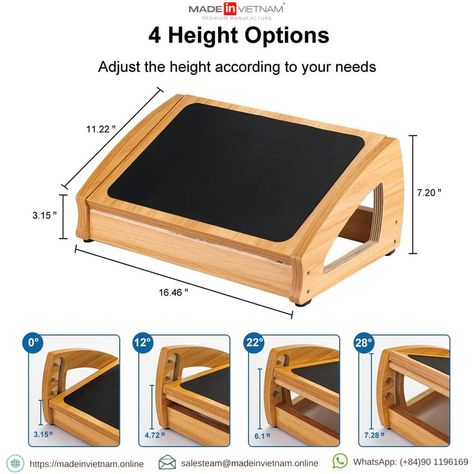 🪑The Adjustable Heights Wooden Office Footrest is a practical office accessory with flexible height adjustment, enhancing comfort and supporting blood circulation during work.🖥️ 👉Please, Contact for Wholesale Price! 📧 Get in touch with us: ✨ 🌐 Website: www.madeinvietnam.online ✉️ E-mail: salesteam@madeinvietnam.online 📞 WhatsApp: (+84)90 1196169 #WoodenOfficeFootrest #OfficeComfort #ErgonomicDesign #AdjustableFootrest #OfficeEssentials #WorkplaceHealth #Vietnameseproduct #Vietnamwholesaledist... Computer Desk Foot Rest, Footrest Under Desk, Under Desk Footrest, Floor Sitting Desk, Gaming Interior, Desk Footrest, Under Desk Foot Rest, Foot Rest Under Desk, Desk Foot Rest