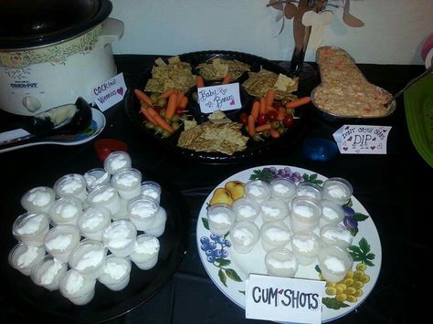 theme food for a pure romance party I  hosted Bachelorette Party Food Snacks, Pure Romance Party Food, Bachelorette Party Desserts, Food Ideas Appetizers, Passion Party Ideas, Bachelorette Food, Bachelorette Party Food, Dirty Bachelorette Party, Eggplant Chips