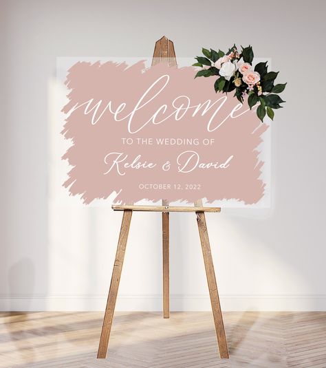 Modern Wedding Signs, Acrylic Wedding Welcome Sign, Acrylic Wedding Signs, Acrylic Welcome Sign, Acrylic Wedding Sign, Wedding Painting, Dusty Rose Wedding, Gold Wedding Decorations, Personalized Wedding Sign