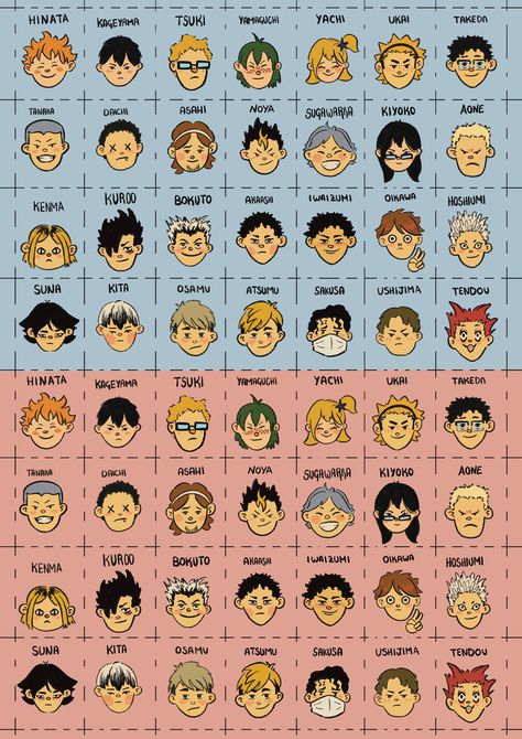 printable sheets for guess who game: haikyuu edition It is formatted for A4 paper and the original game. Characters include: -KARASUNO: hinata shoyo, kageyama tobio, tsukishima kei, yamaguchi tadashi, nishinoya yu, tanaka ryunosuke, sawamura daichi, sugawara koshi, azumane asahi, shimizu kiyoko, hitoka yachi, ukai keishin, takeda ittetsu -NEKOMA: kozume kenma, kuroo tetsuro -AOBA JOSAI: oikawa toru, iwaizumi hajime -FUKURODANI: bokuto kotaro, akaashi keiji -SHIRATORIZAWA: ushijima wakatoshi, tendo satori -INARIZAKI: miya atsumu, miya osamu, kita shinsuke, suna rintaro -DATEKOU: aone takanobu -KAMOMEDAI: hoshiumi korai -ITACHIYAMA: sakusa kiyoomi Sugawara X Daichi, Haikyuu Miya Atsumu, Ukai Haikyuu, Ukai X Takeda, Guess Who Printable, Korai Hoshiumi, Haikyuu Game, Haikyu Characters, Haikyuu Suna