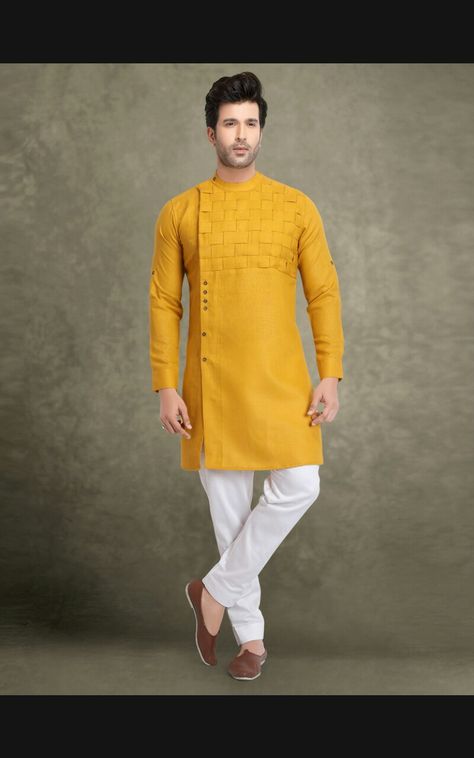 Pathani For Men, Designer Dresses Couture, Short Kurtas, Kurta Pajama For Men, Pajama For Men, Boys Kurta Design, Yellow Kurta, Gents Kurta Design, African Wear Styles For Men