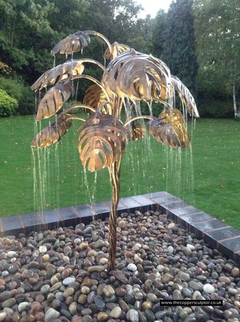 The Copper Sculptor   -   Specializing in Copper Tree Water Features Garden Ideas To Make, Kolam Air, Concrete Leaves, Outdoor Water Features, Garden Water Fountains, Diy Garden Fountains, Fountains Backyard, Fountain Design, Solar Fountain