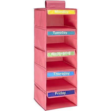 5-Shelf Weekly Clothes Organizer for Kids (33”) Weekday Clothes Organizer for Kids I School Clothes Organizer I Day of the Week Clothes Organizer for Kids I Monday through Friday Clothes Organizer Weekly Clothes Organizer, School Clothes Organization, Kids Clothes Organization, Back To School Organization, Clothes Organizer, Toddler Girl Room, School Week, Friday Outfit, Kid Closet