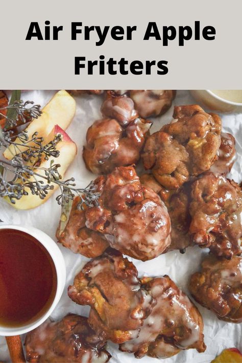 Air Fryer Apple Fritters, Apple Fritters Recipe, Baked Apple Fritters, Air Fryer Recipes Dessert, Fritters Recipe, Air Fried Food, Air Fryer Oven Recipes, Air Fry Recipes, Fritter Recipes