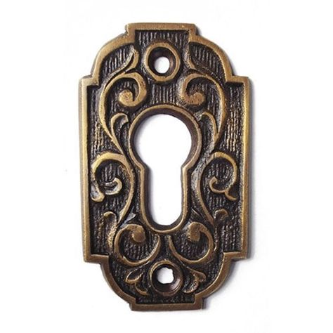 "Details important information Condition: New Weight: 60 Gram Category: Door Handles Storefront: Door Lock Decoration ( Lockset Decorative Plate ) Decorative Brass Door Lock (Solid Brass Lockset Decorative Plate) Art Deco design. Size 3.1\" (8 cm) . . This decoration is suitable to be attached to an exterior front door or an interior door that has a lockset to make it look luxurious. Dimensions:  8 cm x  4.8 cm Thickness : 3mm Material: Brass Finish : Antique Brass Inventory: Ready to Ship The price listed is for pair (2 pcs) To purchase this item, screws are included Genuine Brass material has advantages over other metals. The nature of brass that does not rust and is tough to use (durable) is suitable for the function of an ashtray. In addition, brass material can be recycled which makes Door Number Plates, Home Decor Victorian, Photoshop Design Ideas, Lock Door, Exterior Front Doors, Brass Plate, Keys Art, Plate Art, Antique Hardware