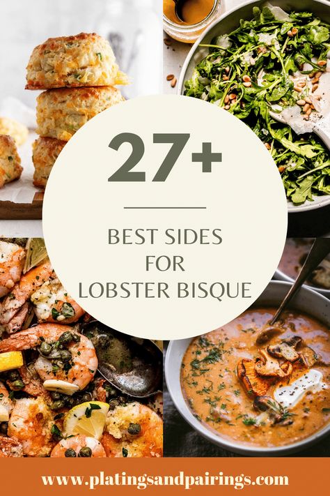 Wondering what to serve with lobster bisque for dinner? I've got you covered! From healthy salads, classic sides, and luxurious main dishes, here's some perfect side dishes for lobster bisque. Side Dishes For Lobster, Seafood Sides, Mussels Marinara, Seafood Bisque Recipe, Lobster Soup, Pineapple Coleslaw, Lobster Bisque Soup, Shrimp Risotto, Squid Ink Pasta