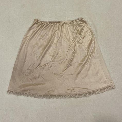 Vintage Warners brand beige satin mini slip skirt 🤍... - Depop Mini Slip, Half Slip, Lace Slip Dress, Lace Slip, Slip Skirt, Slip Dress, Lingerie, Slip On, Satin