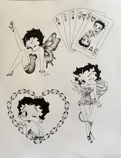 Betty Boop Tattoos, ポップアート ポスター, Betty Boop Art, Tattoo Portfolio, Cartoon Tattoos, Tattoo Flash Art, Dream Tattoos, American Traditional Tattoo, Six Feet Under