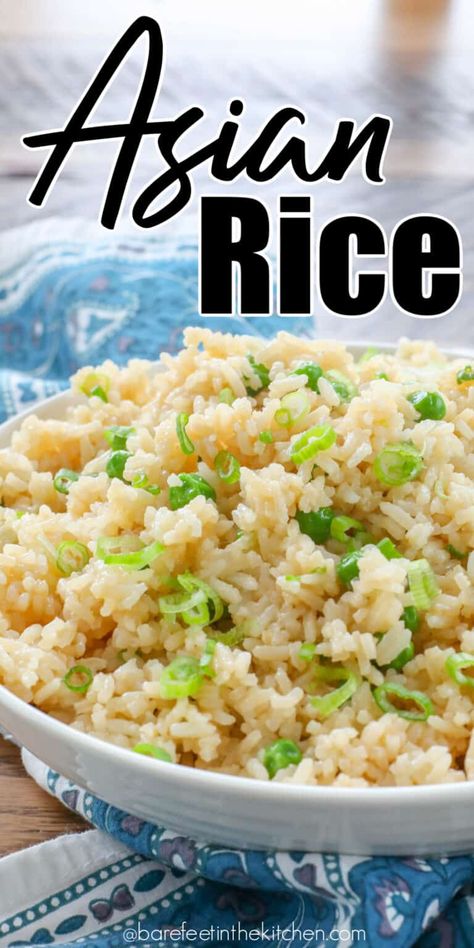 Asian Rice is the side dish all of your stir fries need! Rice Side Dish Recipes For Salmon, Asian White Rice, Simple Asian Rice, Rice Recipe Ideas, Sides Dinner, White Rice Recipe, Rice Recipes Side, Jasmine Rice Recipes, Asian Steak Bites