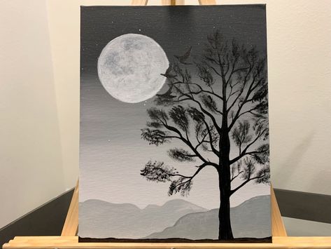 Cetak Saring, Acrylic Painting Moon, Moon Tutorial, Pencil Drawings Of Nature, Disney Drawing Tutorial, Painting Moon, Canvas Acrylic Painting, Dark Paintings, Abstract Art Diy