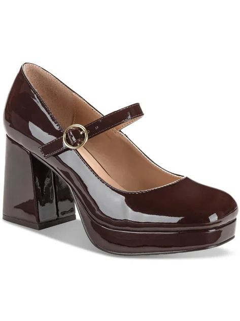 Sun + Stone Vaneciaa Womens Round Toe Slip On Mary Jane Heels In Wine Pat | ModeSens Brown Mary Jane Heels, Brown Mary Janes, Mary Jane Platform Shoes, Sun Stone, Platform Mary Janes, Mary Jane Pumps, Mary Jane Heels, Mary Jane Shoes, Platform Pumps