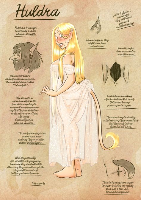 Huldra Art, Fae Drawings, Fae Oc, Myth Aesthetic, Mythology Characters, Magical Creatures Mythology, Myths & Monsters, Mythical Creatures Fantasy, Body Reference Drawing