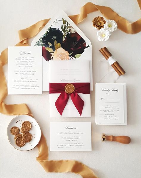 20 Red and Black Wedding Colors & Ideas 2023 Wedding Invitations Burgundy, Gold Wax Seal, Red Wedding Invitations, Gold Wedding Invitation, Invite Ideas, Burgundy Wedding Invitations, Wedding Invitation Samples, White Wedding Invitations, Wedding 2024