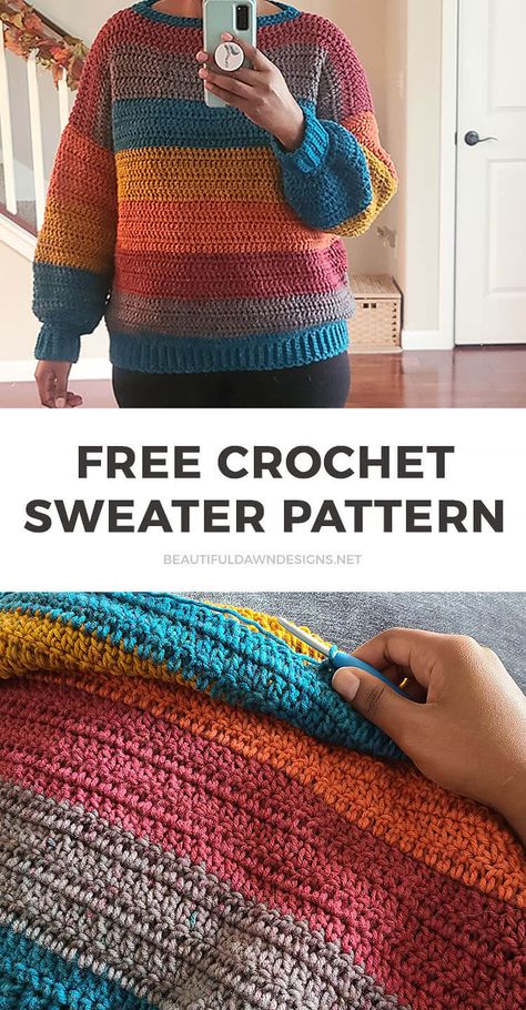 Free Crochet Sweater Pattern - Everygirl Crochet Sweater Review - Beautiful Dawn Designs Caron Cakes, Crochet Sweater Free, Cakes To Make, Crochet Sweater Pattern, Crochet Jumper, Crochet Sweater Pattern Free, Crochet Woman, Sweater Crochet Pattern, Easy Crochet Patterns