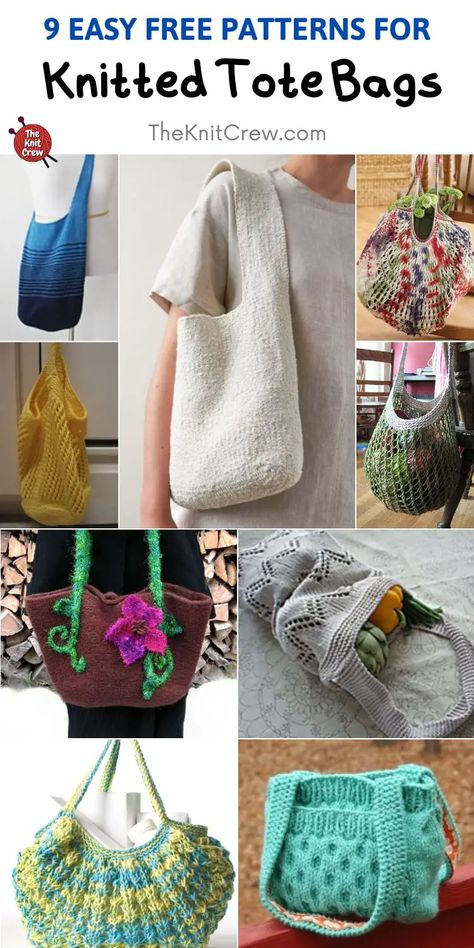 9 Easy Free Tote Bag Knitting Patterns. These 9 Easy Free Tote Bag Knitting Patterns are curated by The Knit Crew. Knitting Tote Bag Pattern, Diy Purse Patterns, Knitting Bag Diy, Purse Patterns Free, Knitting Bag Pattern, Easy Knitting Patterns Free, Tote Bag Pattern Free, Crochet Bracelet Pattern, Knitting Patterns Free Beginner