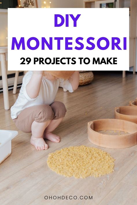 Unlock your child's full potential with DIY Montessori projects. Explore the benefits of making your own Montessori materials at home, learn how to adapt them to your child's unique needs, and witness the incredible impact they can have on fostering independence, concentration, and a love for learning. Infant Montessori Activities Diy, Montessori After School Activities, Diy Montessori Toys Dollar Tree, How To Make Montessori Toys, Diy Montessori Activities Preschool, Diy Montessori Toys 9-12 Months, Infant Montessori Activities, Diy Montessori Activities, Montessori Activities Baby