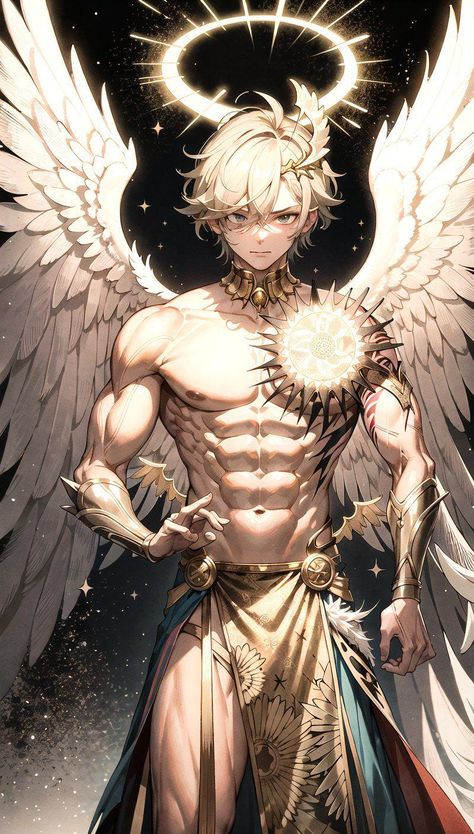 Anime Angel Guy, Angel Anime Boy, Demon Man Art, God Oc Male, Angel Character Design Male, Anime Angel Boy, Demon King Art, Angel Oc Male, Aasimar Male