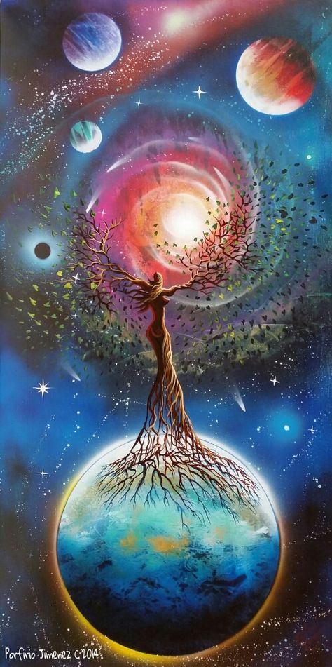 Mother Nature Tattoos, Art Spatial, Nature Artwork, Visionary Art, Arte Fantasy, Trippy Art, Spiritual Art, Of The Earth, Tree Art