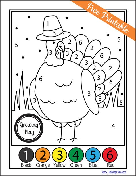 Thanksgiving Color By Number: FREE Printable Fun For Kids - Growing Play Turkey Color By Number, Thanksgiving Fun Facts, Thanksgiving Color By Number, Free Thanksgiving Coloring Pages, Color By Number Printable, Free Thanksgiving Printables, Fun Facts For Kids, Owl Kids, Turkey Art