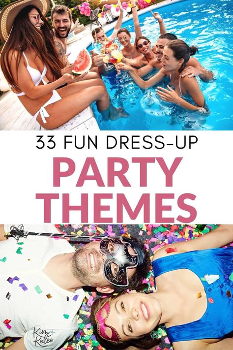 Dress Code Theme Ideas, Themes To Dress Up As, Girls Trip Theme Nights, Outfit Theme Ideas For Party, Couple Theme Party Ideas, Theme Parties For Women, Best Party Themes For Adults, Dress Code Ideas For Party, Funny Themed Parties For Adults