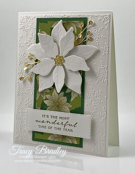 Stampin Up Weihnachten, Poinsettia Cards, Stamped Christmas Cards, Homemade Christmas Cards, Stampin Up Christmas Cards, Christmas Card Crafts, Christmas Poinsettia, Embossed Cards, Stampin Up Christmas