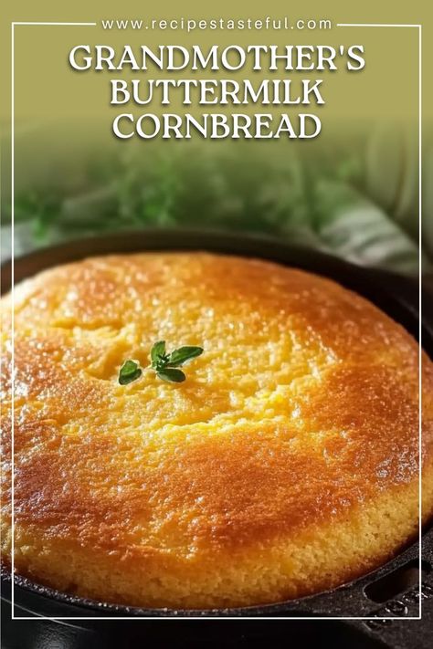 This classic Grandmother's Buttermilk Cornbread recipe is a staple in many Southern homes. Made with simple ingredients like yellow cornmeal, buttermilk, and butter, this cornbread is soft, slightly sweet, and perfect alongside chili, fried chicken, or any Southern comfort food. It’s the ideal combination of crispy on the outside and fluffy on the inside. Buttermilk Cornbread Recipe, Yellow Cornbread, Southern Cornbread Recipe, Easy Cornbread Recipe, Fried Cornbread, Cornbread Recipe Sweet, Buttermilk Cornbread, Southern Comfort Food, Southern Cornbread