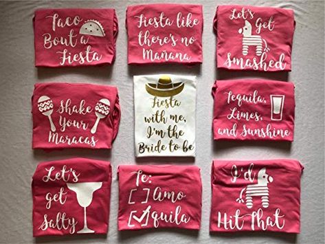 Fiesta Shower Ideas, Bach Party Shirts, Mexican Bridal Showers, Mexico Bachelorette, Fiesta Shower, Bridesmaid Groomsmen Gifts, Fiesta Bridal Shower, Red Wedding Theme, Mexican Party Theme