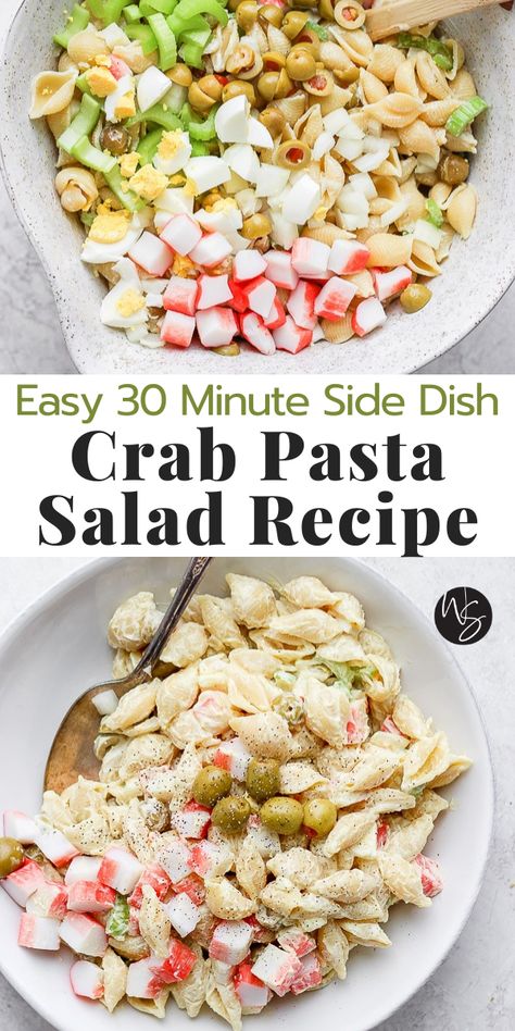 Crab Pasta Recipes Healthy, Crab Pasta Salad, Gluten Free Pasta Salad, Wooden Skillet, Dairy Free Salads, Lunch Meals, Crab Pasta, Crab Salad Recipe, Dairy Free Pasta