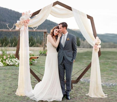 PRICES MAY VARY. 【Superior Material】Wood wedding arch size 7.2ft/2.2m, made of high-quality Varnished Paulownia Wood. It is durable, stable, corrosion-resistant and lasts for a long time; It is also suitable for both indoor and outdoor events. It's the perfect arch for a rustic wedding, a contemporary and elegant wedding, a vineyard wedding, garden wedding, boho vibe wedding and etc. 【Durable, Stable & Charming】After research on other peer products, we improved the product design, enhanced the s Octagon Wedding Arch With Drape, Decorating Wedding Arch, Wedding Gazebo Decorations Outdoor, Heptagon Wedding Arch, Arbor For Wedding, Wedding Arch Alternative, Wood Wedding Arch, Josie Wedding, Bridal Arch