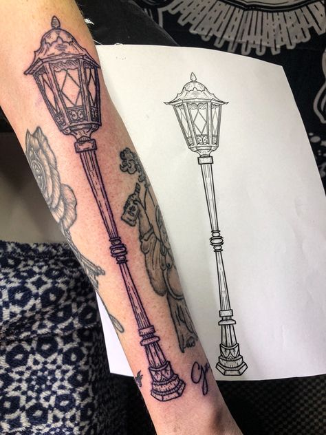 Gaslighting Tattoo, Light Pole Tattoo, Gaslight Tattoo, Light Post Tattoo, Street Lamp Tattoo, Street Light Tattoo, Lamppost Tattoo, Streetlight Tattoo, Lanterns Tattoo