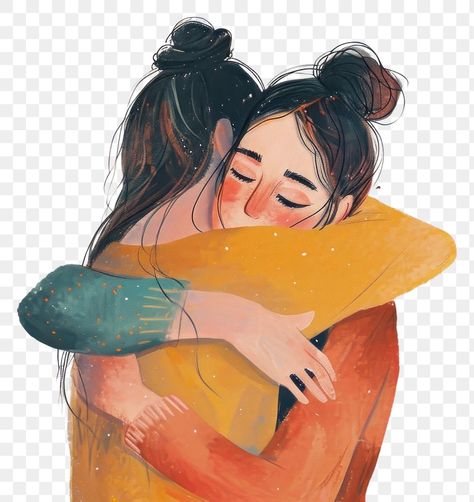 Sister Doodles, Friends Illustration Art Friendship, Sister Hug, Hug Painting, Best Friend Illustration, Hug Illustration, Friend Art, Friendship Art, Friendship Images