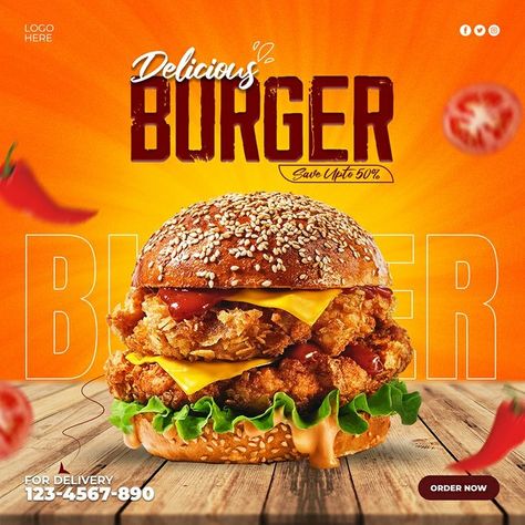 Download it's PSD file from Freepik. Ultimate Burger, Cafe Menu Design, Food Promotion, Food Illustration Art, Food Menu Design, Food Advertising, Food Graphic Design, Food Poster Design, Food Ads