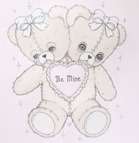 Creepy Valentines, Creepy Cute Aesthetic, Multimedia Art, 4 Tattoo, Bear Drawing, Bear Tattoo, Dibujos Cute, Creepy Art, Ethereal Art