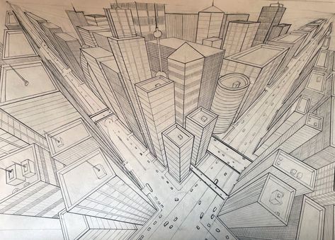 3rd Point Perspective Drawing, Two Point Perspective City, 3 Point Perspective Drawing, 2 Point Perspective Drawing, 3 Point Perspective, Three Point Perspective, Perspective Sketch, 2024 Art, Comic Book Layout