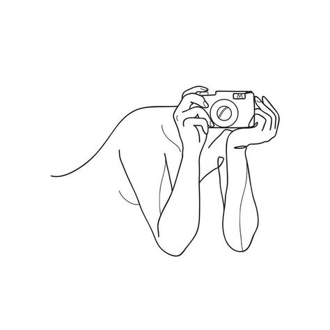 Minimalism Artwork, Content Camera, Selfie Drawing, Minimal Girl, Art Lineart, Camera Girl, Diy Canvas Art Easy, Art Content, Camera Illustration